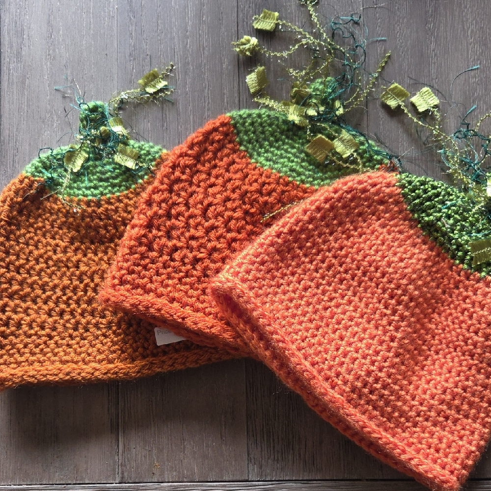 Vibrant Orange and Green Kids Beanie Sold By Each